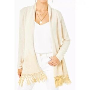 Lilly Pulitzer GOLD Tatum Fringe Cardigan